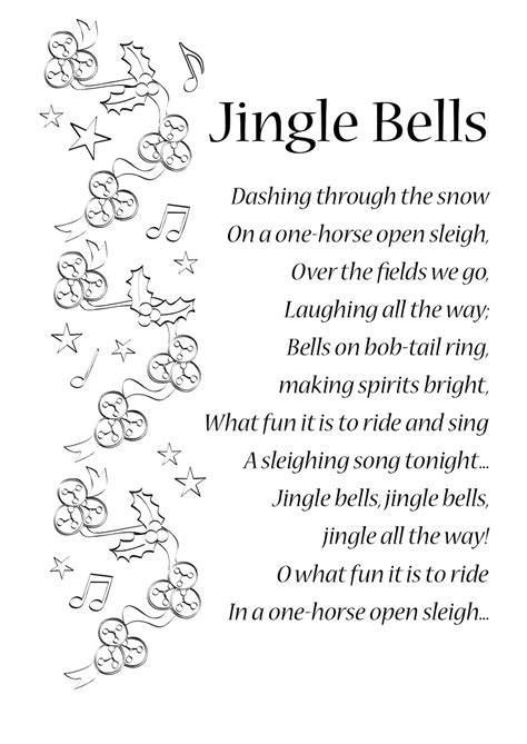 Words To Jingle Bells Song Printable