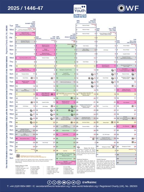 World Federation Calendar 2025