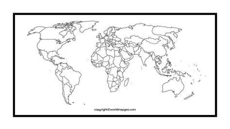 World Map Black And White Printable