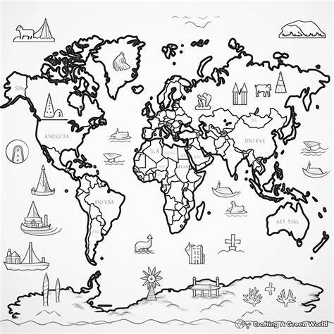 World Map With Countries Coloring Page