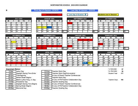 Worthington School Calendar 24 25