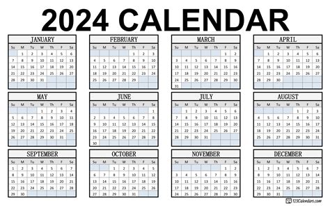 Year 2024 Calendar Printable