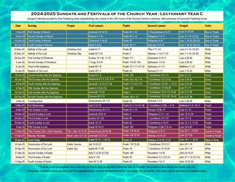 Year C 2025 Church Year Calendar