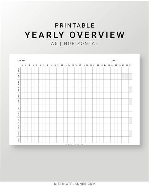 Year In A Glance Calendar
